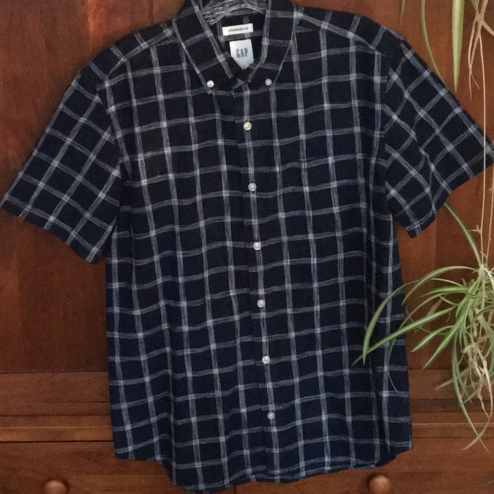 GAP navy linen short sleeved shirt SIZE S